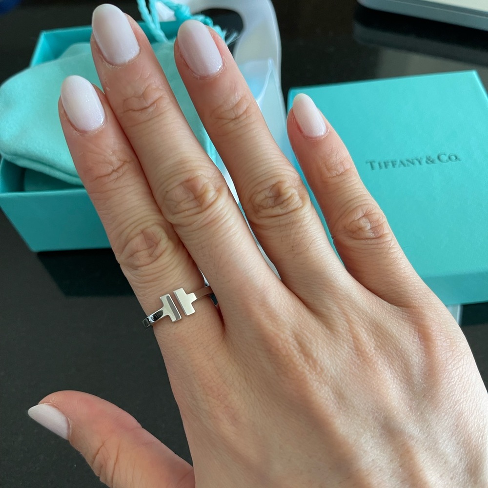 Sterling Silver T Square Ring, AUTHENTIC